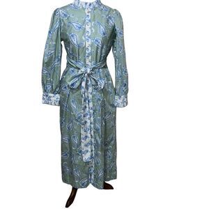 Susan Albright Happy Places Ashley Shirtdress Paisley Organic Cotton Sz S Small